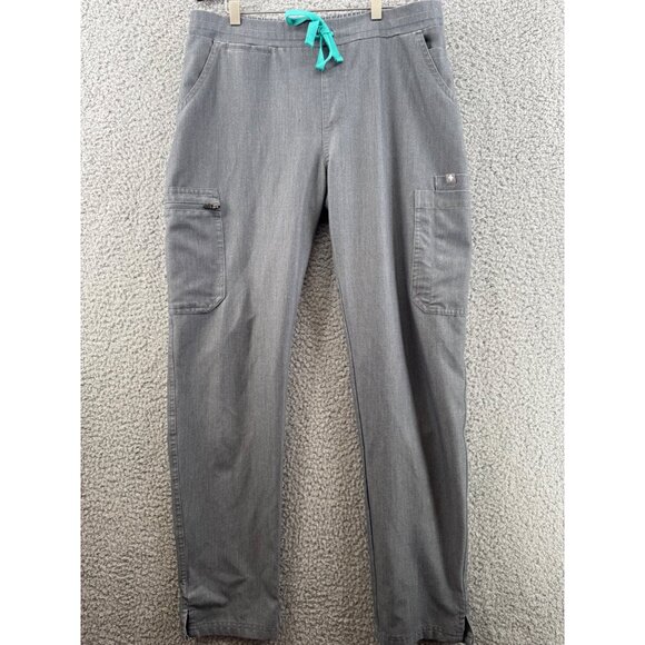 FIGS Scrub Pants Gray Teal Drawstring & Cargo Pockets Size Small - Picture 1 of 11